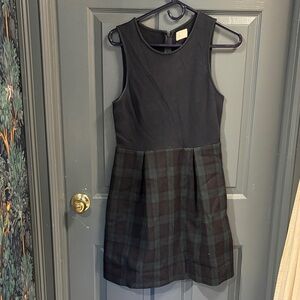 Anthropologie Sleeveless Plaid Dress. Knit top, wool bottom.size xs
